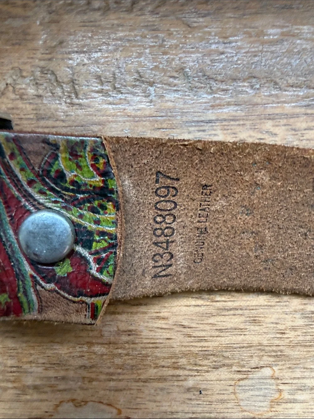 Embellished Brown Leather Western-Style Belt with Silver Buckle